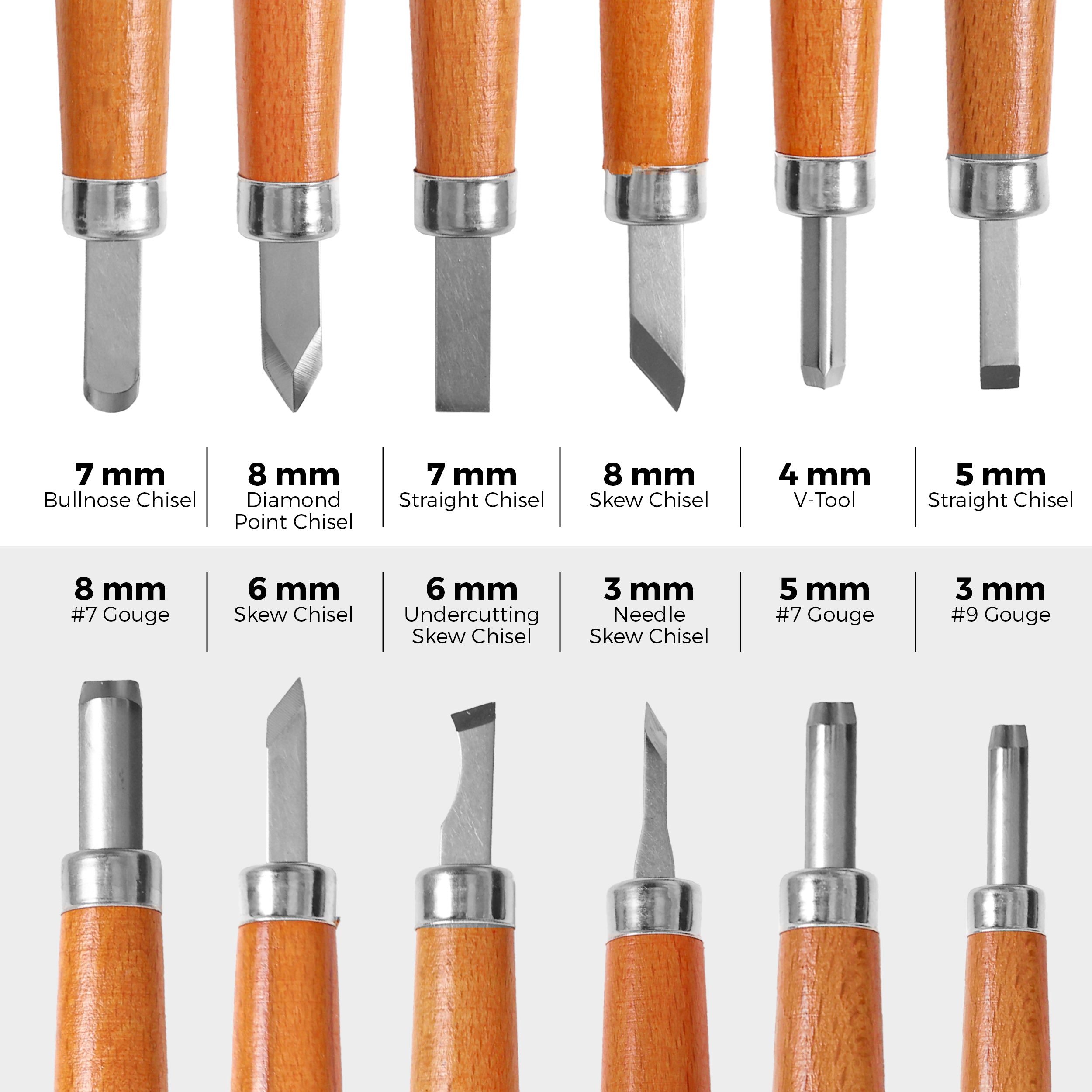 12-Piece Pen Chisels - Multipurpose Wood Carving Knives, Linocut Tools