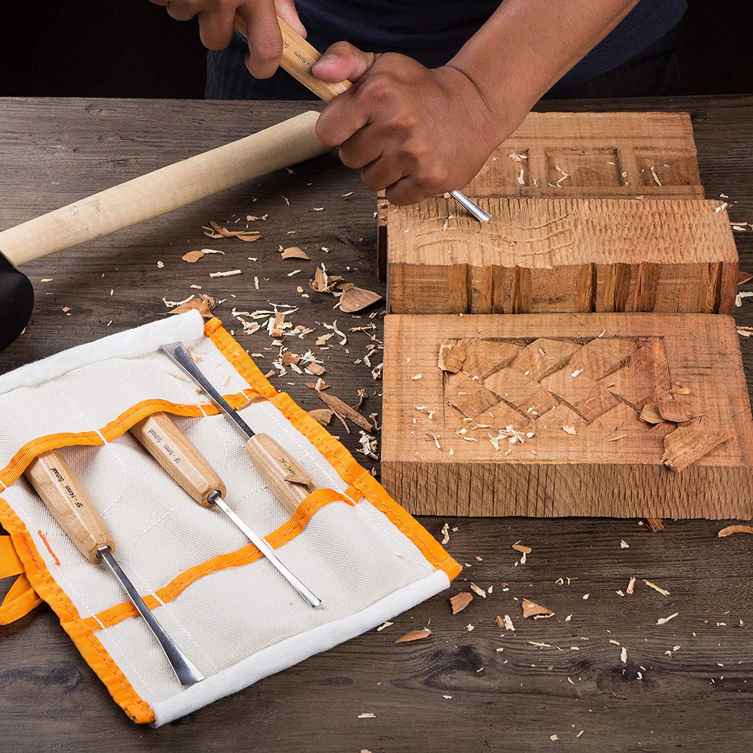 Schaaf Wood Carving Tools Fishtail Set - 4pc Gouges UK